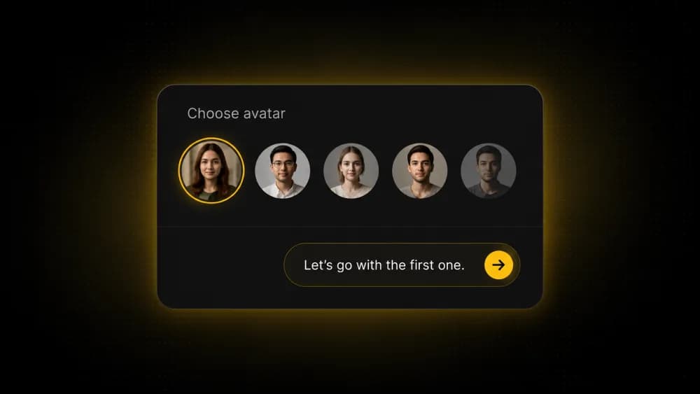 Choosing an avatar in chat, with the user replying to confirm their pick